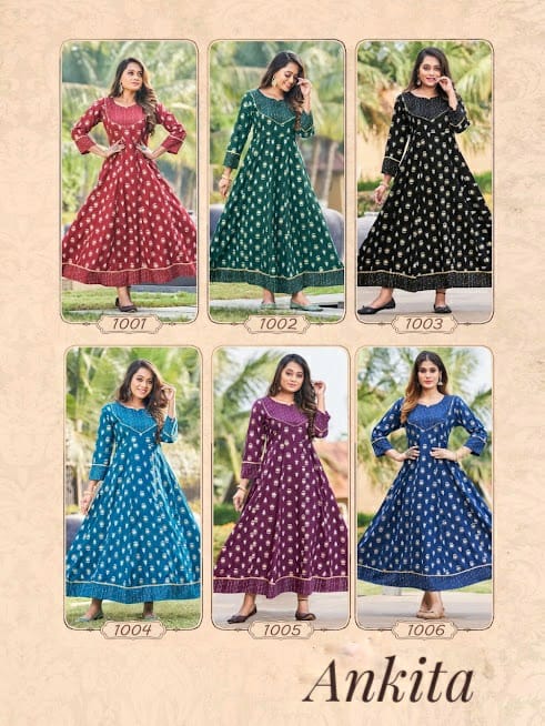 Ankita By Rangjyot Rayon Printed Anarkali Kurtis Wholesale Price In Surat